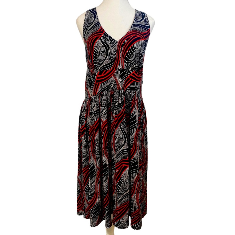Cato Leaf Botanical Pattern Halter Dress Women’s 14 Whimsigoth Artsy Abstract